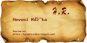 Hevesi Réka névjegykártya